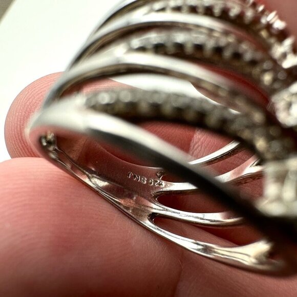 Signed SNJ Womens Ring Sterling Silver Multi Gemstone Size 9 - Picture 4 of 6